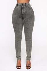 Slow It Down High Rise Skinny Jeans - Olive
